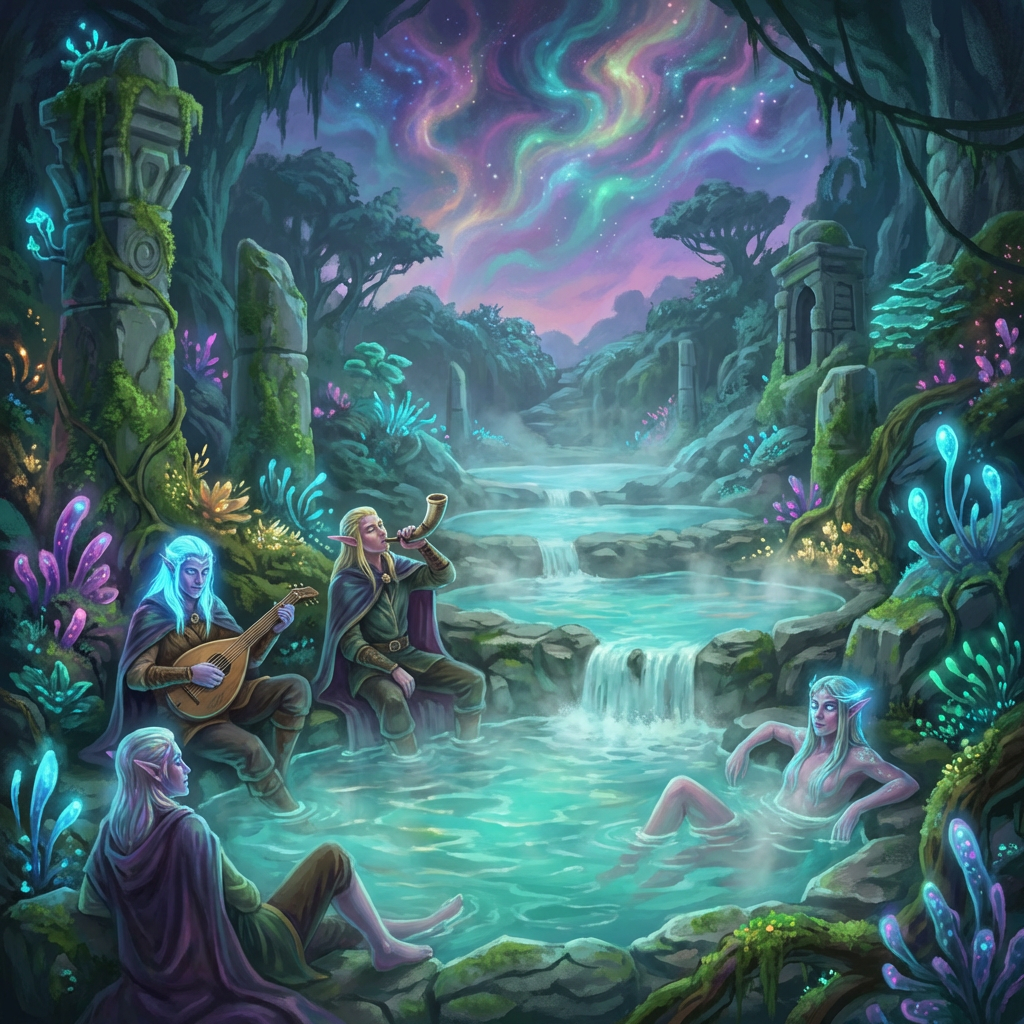 Friends relaxing by natural hot springs